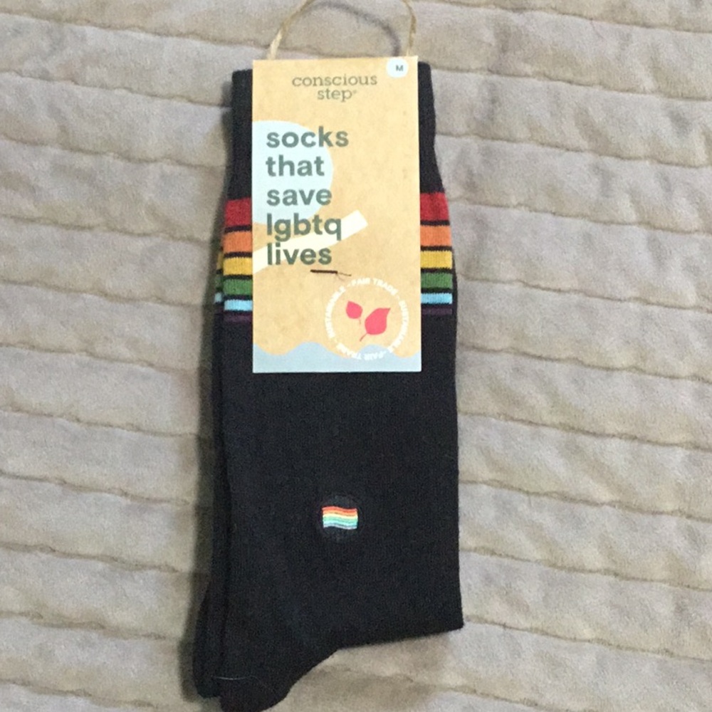 Black Socks with Rainbow Stripes